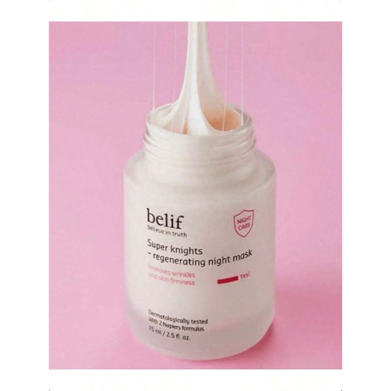 Belif Super Knights Mască de Noapte Regeneratoare 75ml, Îngrijire Riduri Fermitate K-Beauty, Hidratare Profundă, Anti-Îmbătrânire