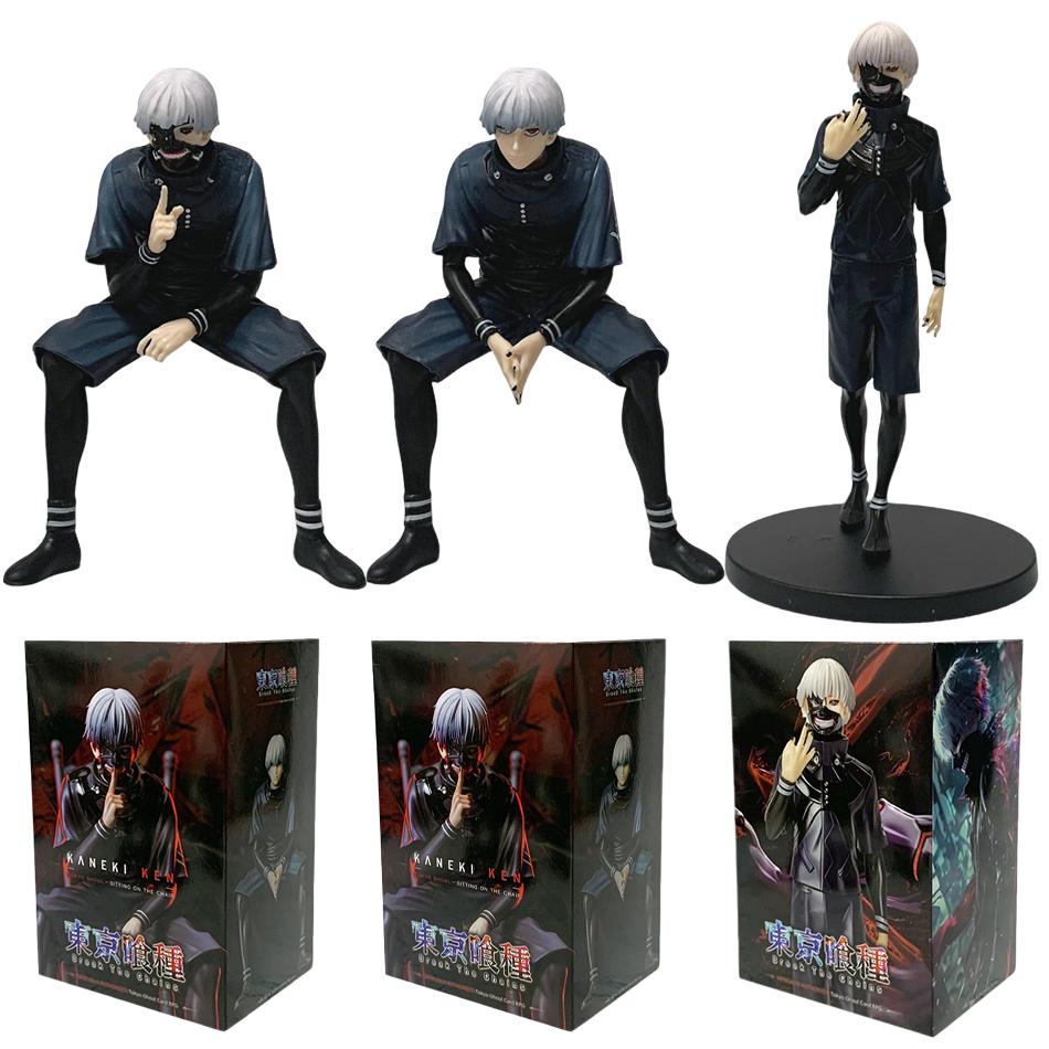 Ken Kaneki Sitting Figure Tokyo Ghoul Replaceable Double Head Double Arms Statue With Base Anime Model Toy Deco Boy Gift