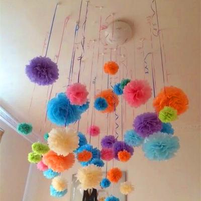 2 PEÇAS Pompons de Papel de Seda Flor Colorida Pompom de Beijo Bolas para Festa de Casamento Decoração de Casa