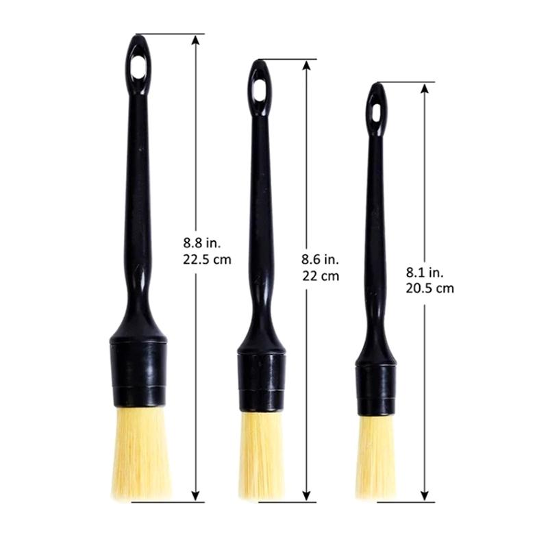 

3PCS Car Exterior Interior Detail Brush Boar Hair Bristle Brushes For Car Cleaning Auto Detail Tools Dashboard Cleaning Brush