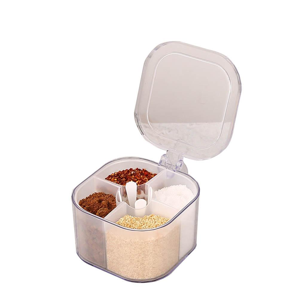 Food Grade Seasoning Storage Box Clear Condiment Container Multi Grid Seasoning Box  Kitchen