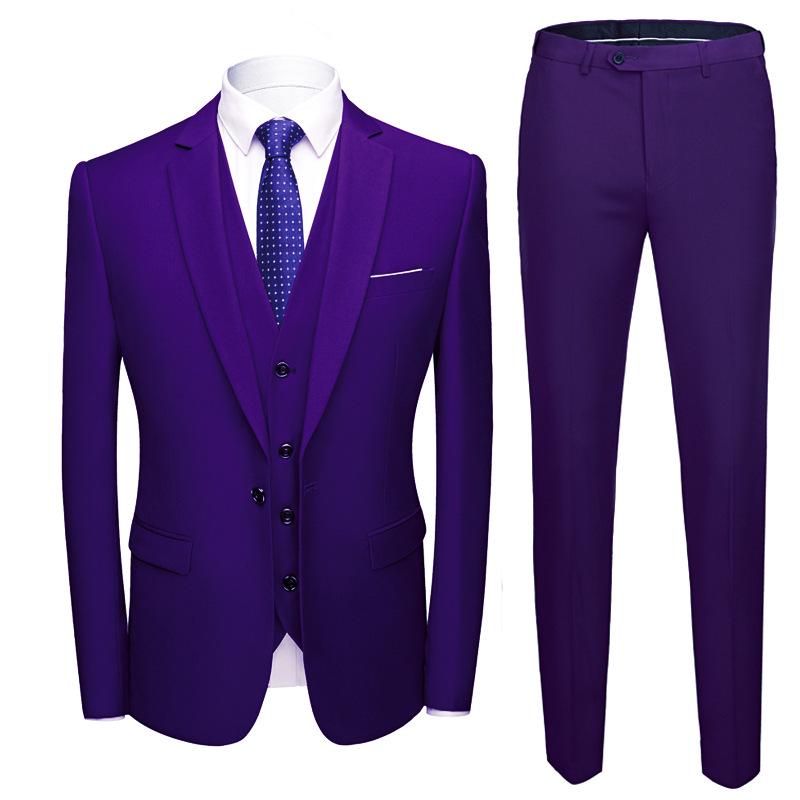 Men's Korean Style Slim Fit Wedding Tuxedo Three-Piece Suit