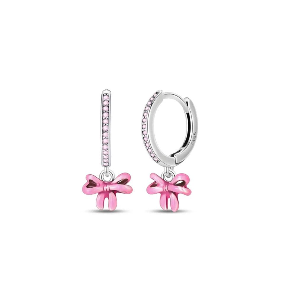 925 Silber Schleifenohrstecker mit Federn Blaue Blume Schmetterling Hochzeitsfeier Schmuck Geschenk für Frauen Modeaccessoire