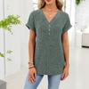 Women's Casual Fashion Comfortable V-Neck Button-Up Loose-Fit Top