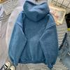 Korean Style Women's Lambswool Fleece Lined Hooded Sweatshirt Jacket - Trendy Loose Fit for Autumn/Winter