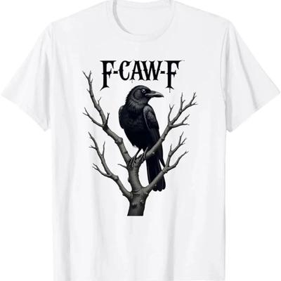 F Caw Black Crow Funny Bird Lovers T Shirt Vintage Washed Comfortable Versatile Soft Graphic Stylish Casual Unisex