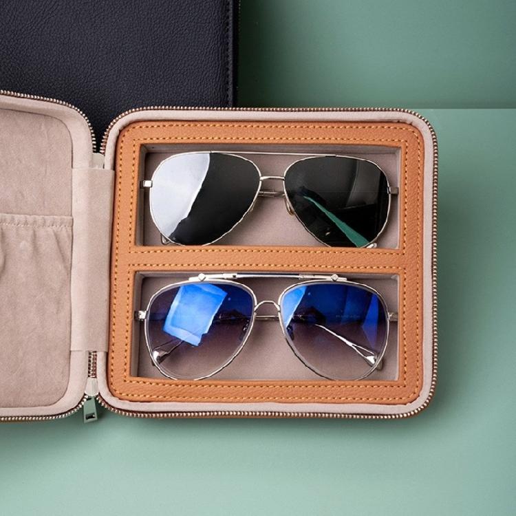 Versatile Sturdy Leather Watch and Eyewear Storage Case with See Through Clear Top for Easy Viewing Home Accessory