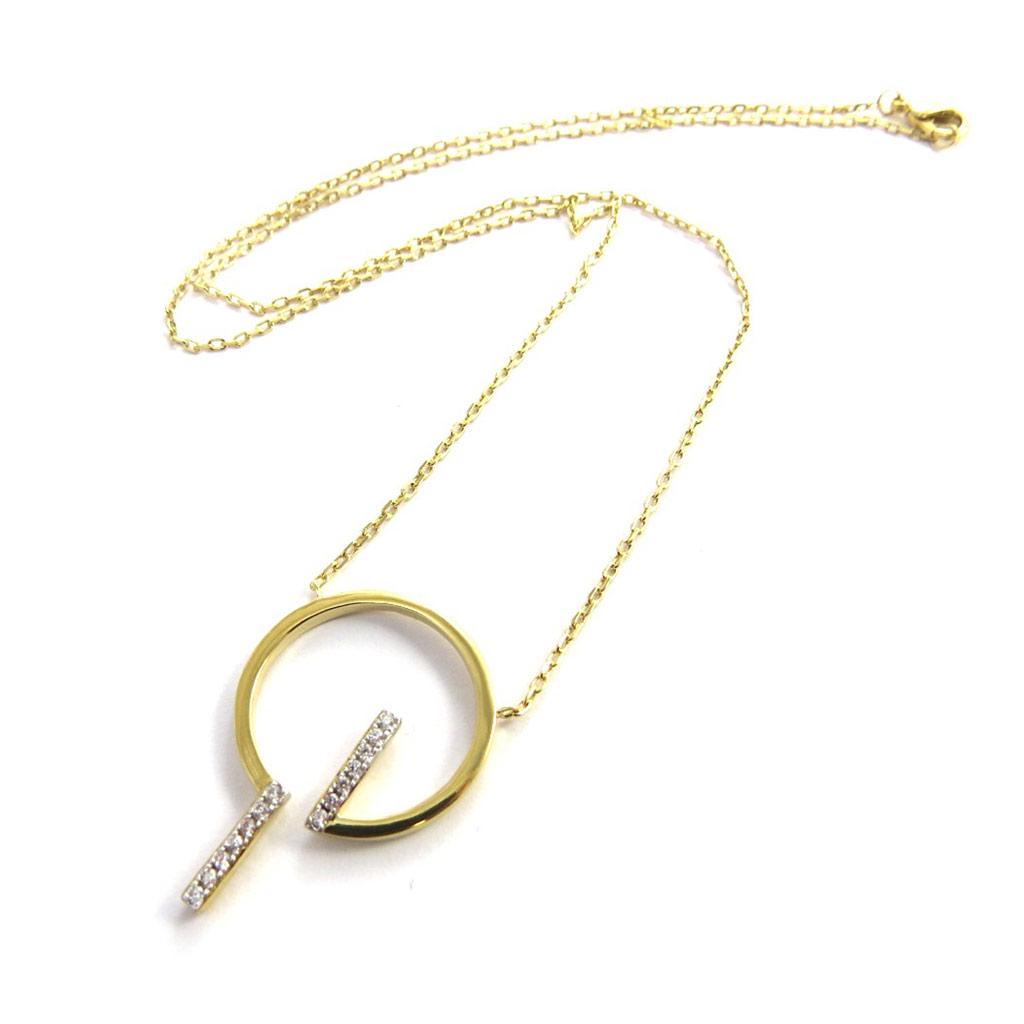 Les Trésors De Lily [N2894] - Gold Plated Necklace 'Sissi' White Gold - 29x20 Mm