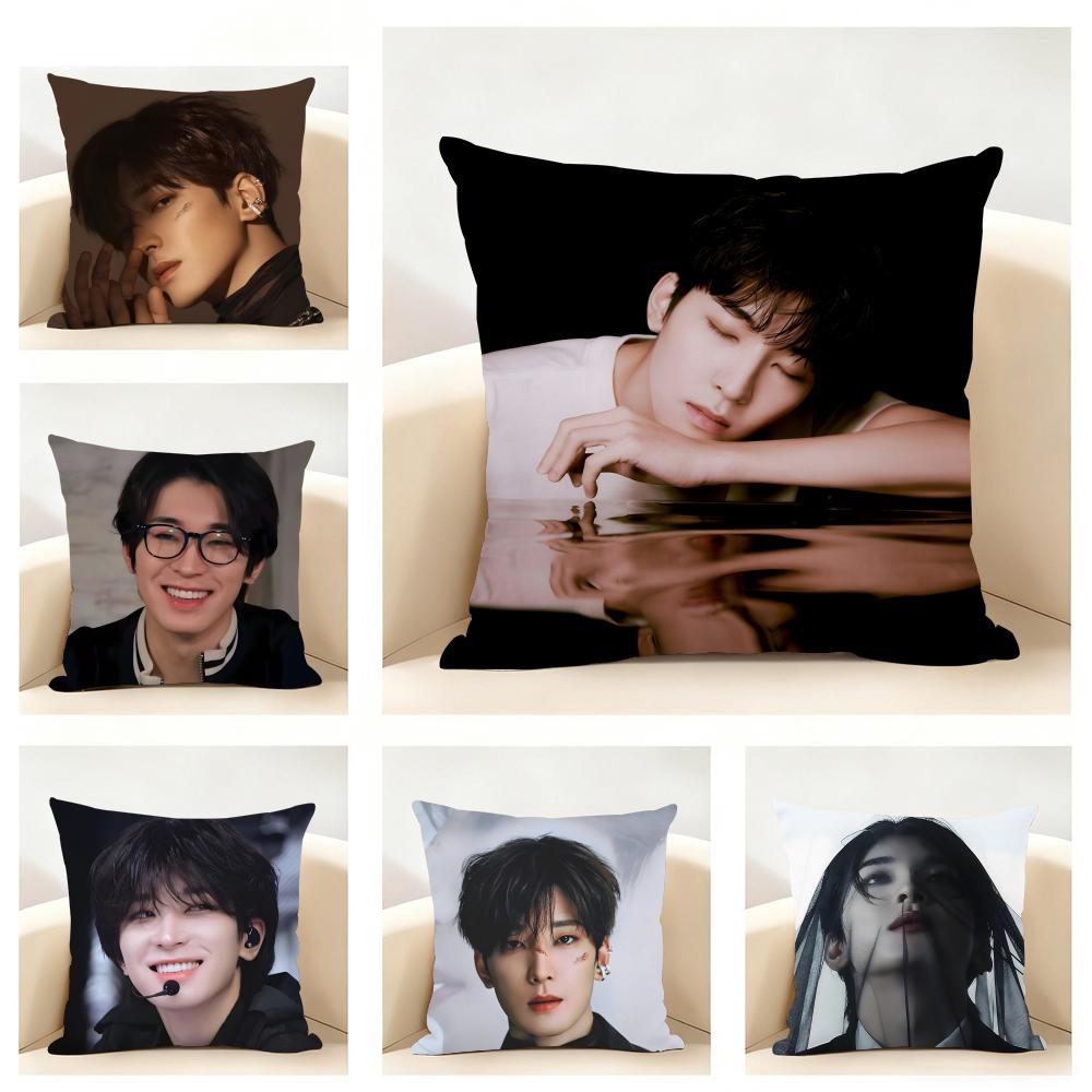 Popular Kpop Idol WWonwooS Cushion Cover Linen Pillowcase Soft for Sofa Bed Home Room Decor