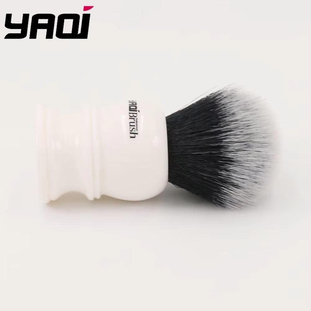 Yaqi 30mm Large Size Knot White Resin Handle Synthetic Hair Tuxedo Knot Men Shaving Brush Travel Shaving Brush Wet Shaving Brush