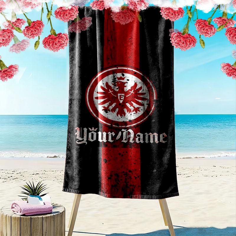 Eintracht Frankfurt Custom Name Print Beach Towel, Large Soft Quick Dry Towel for Beach Camping Swimming