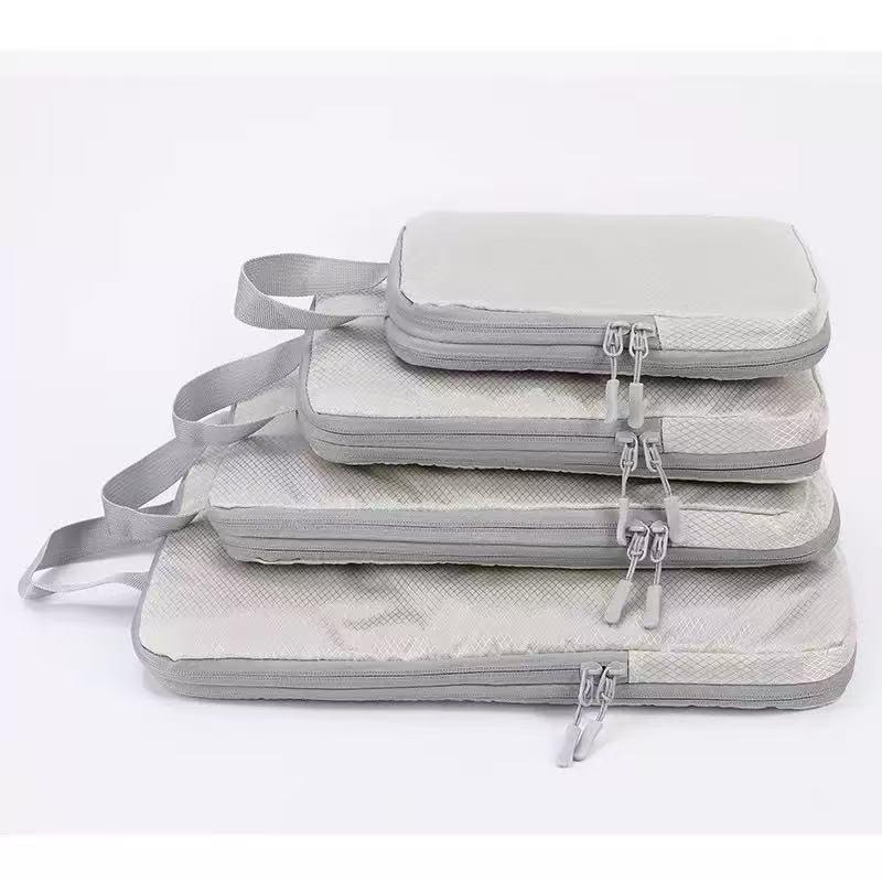 Travel Storage Bag Set: 4-Piece Compression & Organization Bags for Suitcases бежевый