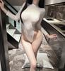 Sexy Pure Desire Backless Low Neck Tight Sleepwear Bodysuits Bondage Tight Solid Color Long Sleeved Bodysuits Thin Charming Rxh7