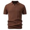 2026 Men's Casual Short-Sleeved T-Shirt - Solid Stripes - Fashionable Trendy Casual Fit Knitted Base Shirt