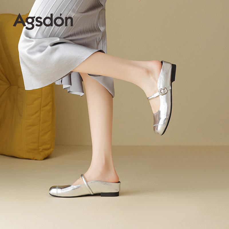 Augustine bag head half slippers summer new light mouth silver sandals beautiful matching skirt