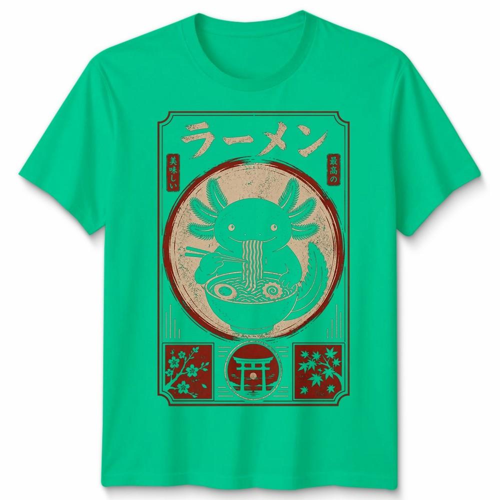 Kawaii Axolotl Unisex T Shirt Raunisex Japanese Woodblock Art Anime Graphic Tee S