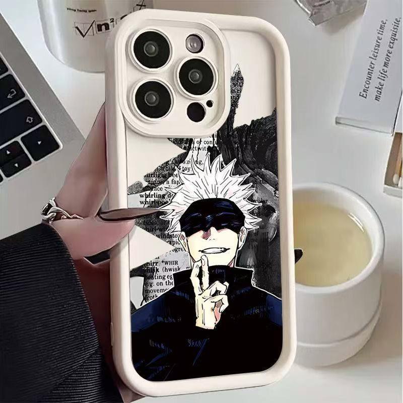 

Gojo Satoru Anti-Fall iPhone Case for 16/14 Pro Max, 15 Plus, 12/13, XR - Soft, Cross White Hair Design iPhone 6