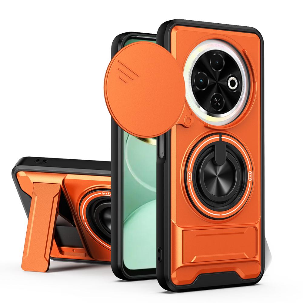 KEYSION Magnetic Phone Case for TECNO Spark 30C 4G Slide Camera Protection Upright Kickstand Shockproof Back Cover for Spark 30C