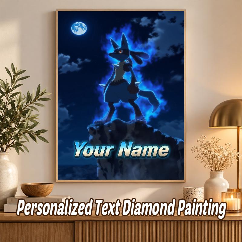 Lucario Custom Name Diamond Painting Personalized 5D Full Drill DIY Diamond Art Home Decor