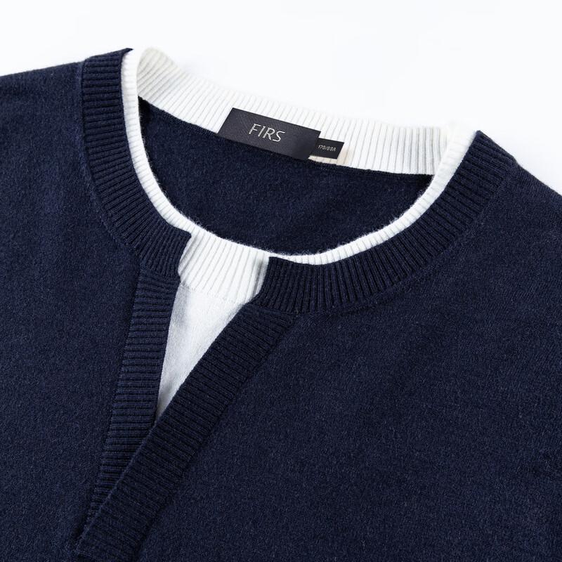 Shanshan Men's Faux Two-Piece Wool Blend Business Casual V-Neck Sweater