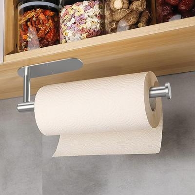 Kitchen Paper Roll Holder Stainless Steel Cabinet Tissue Holder Self Adhesive or Drilling Towel Bar Holder for Bathroom Kitchen