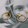 2024 New Fashion Jewelry Punk Style Gold Color Geometric Round Circle Stud Earrings Best Gift For Women Girl Wholesale