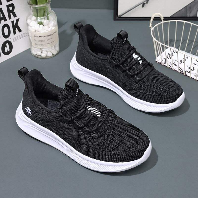 2025 Spring/Summer Women's Non-Slip Soft Sole Flyknit Walking Shoes for Middle-Aged and Elderly
