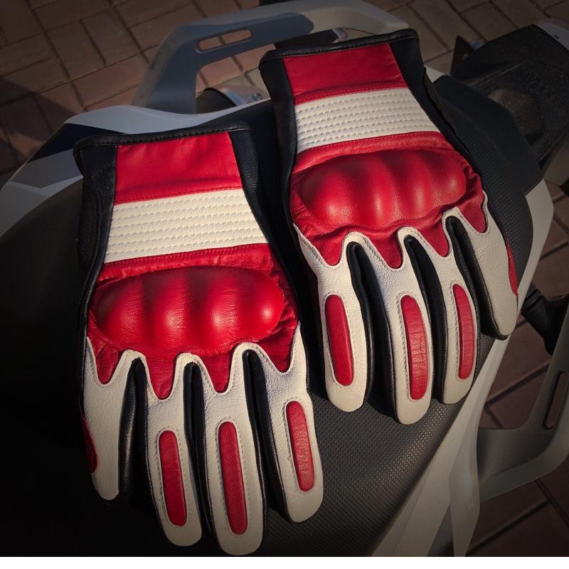 Motorcycle Leather Gloves Men and Women Riding Harley Goat Leather Motorcycle Rider Riding Full Finger Leather Gloves