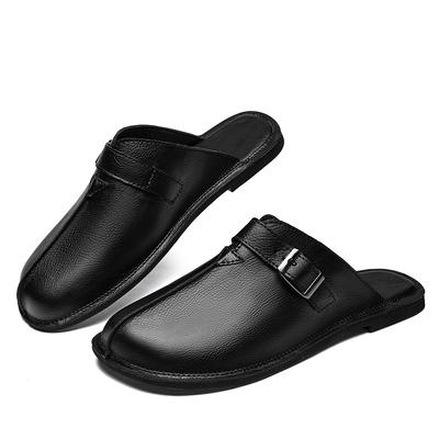 Moda Nuova Moda Scarpe da Uomo Muller Fatte a Mano Estive Scarpe Pigre Traspiranti in Pelle Mezzo Zoccolo Pantofole da Esterno Maschili Antiscivolo Ballerine da Spiaggia