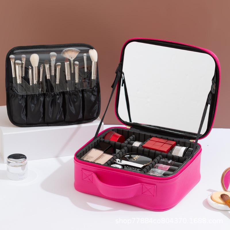 Waterdichte Draagbare Reis Make-up Tas - Grote Capaciteit met Spiegel