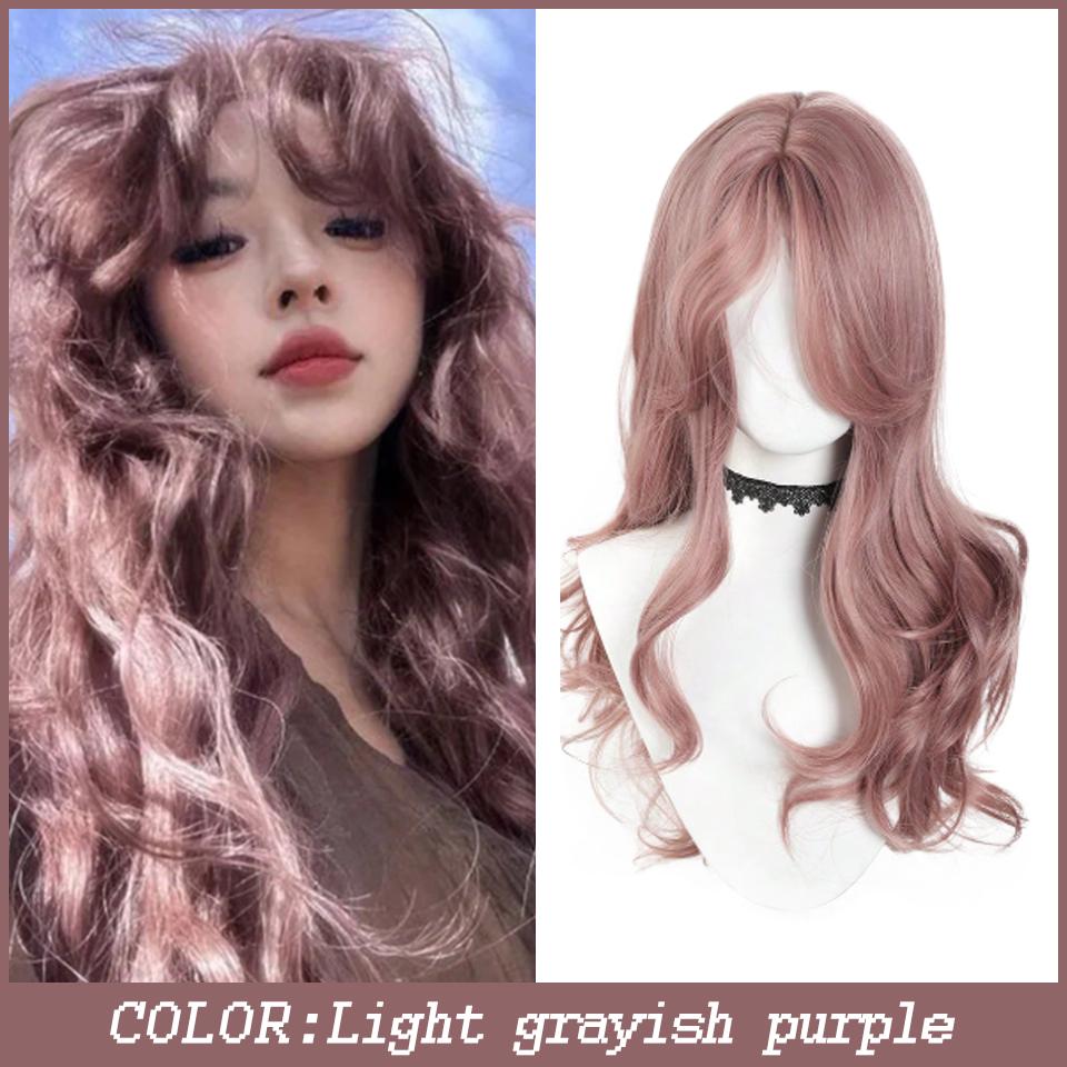 WTB Synthetic Lolita Wig Long Wave Lovely Elegant Light Pink With Bangs Ladies Wig Daily Christmas Cosplay Party Wig
