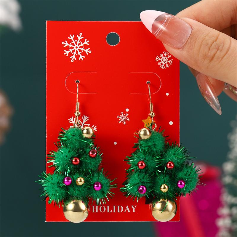Christmas Rhinestone Santa Claus Xmas Tree Snowman Drop Earrings For Women Elk Snowflake Long Tassel Dangle Earring Party Gifts