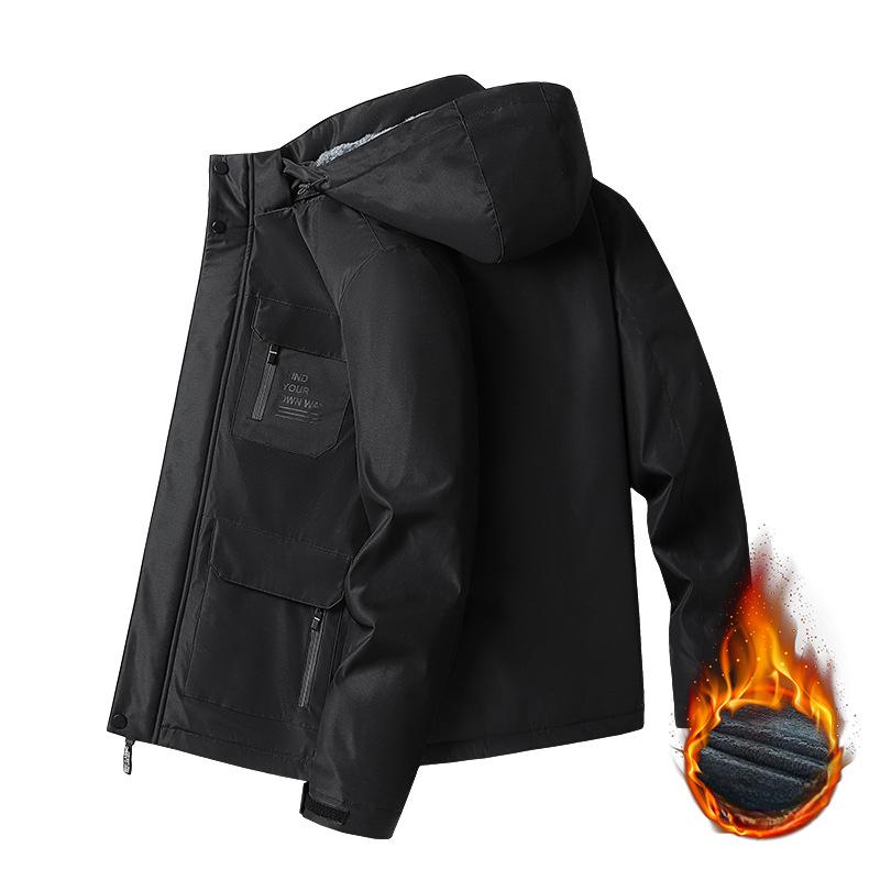 Outdoor Fleece Thickened Jacket Men's Fleece Thickened Warm Winter Single-layer Cold-proof Waterproof and Windproof New Model