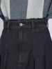 Skirt Wide Pleated Denim Skirt BLACK M [Beams Heart] Women's