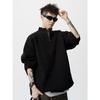 Men's High-Neck Half-Zip Loose Knit Sweater - Retro Style, Solid Color, Versatile for Autumn/Winter.