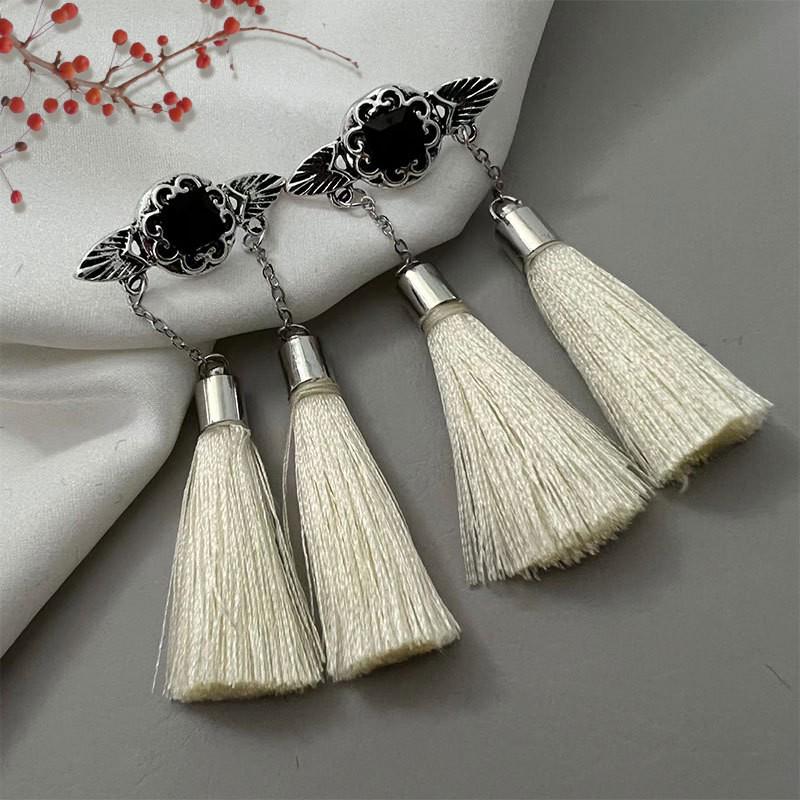 Boucles d'oreilles gland perle en forme d'éventail:  Pendentif Boucle de Paix Style Chinois Rétro pour Costumes Hanfu