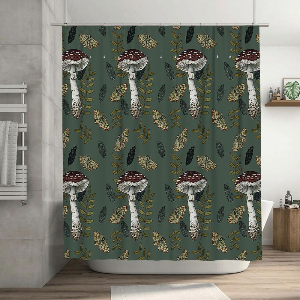 Mushroom Forest Shower Curtain Woodland Nature Backdrop Cottagecore Home Decor Bathroom Set Vintage Rustic Wall Tapestry