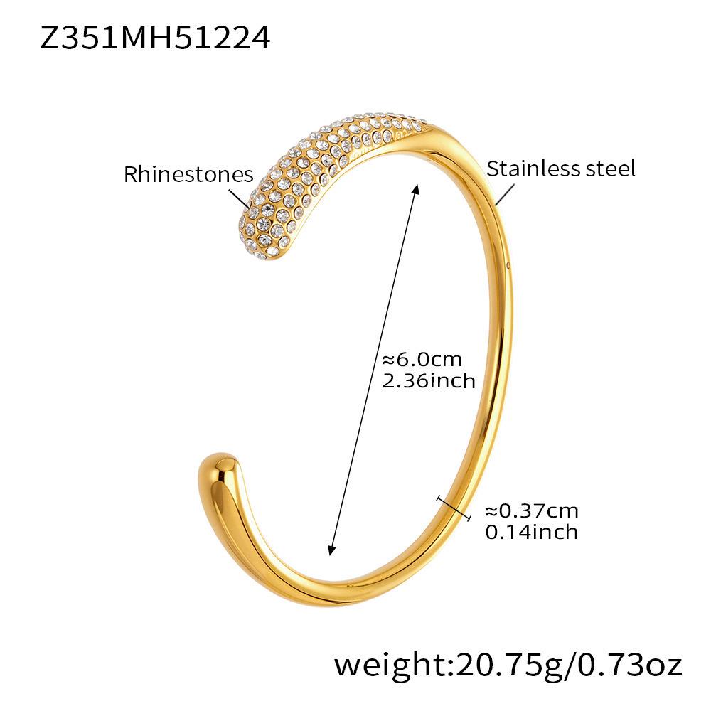 18K Goldbeschichteter Edelstahl Zirkon Geometrisches Offenes Armreif-Set