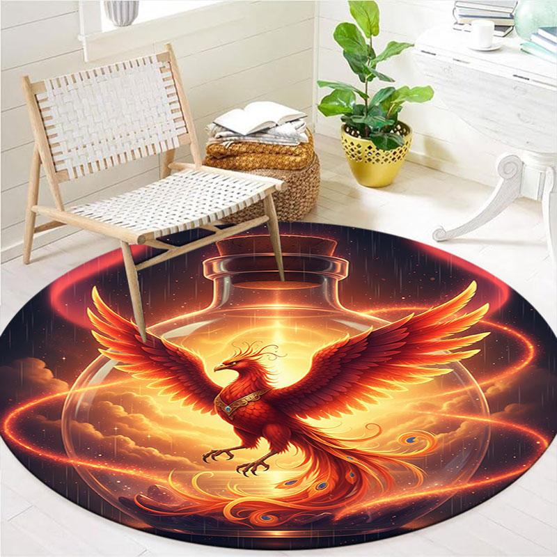 Mythicalcreaturesbottle Round Area Rug,Carpet Rug for Living Room Bedroom Sofa Playroom Decor,Non slip Floor Mat