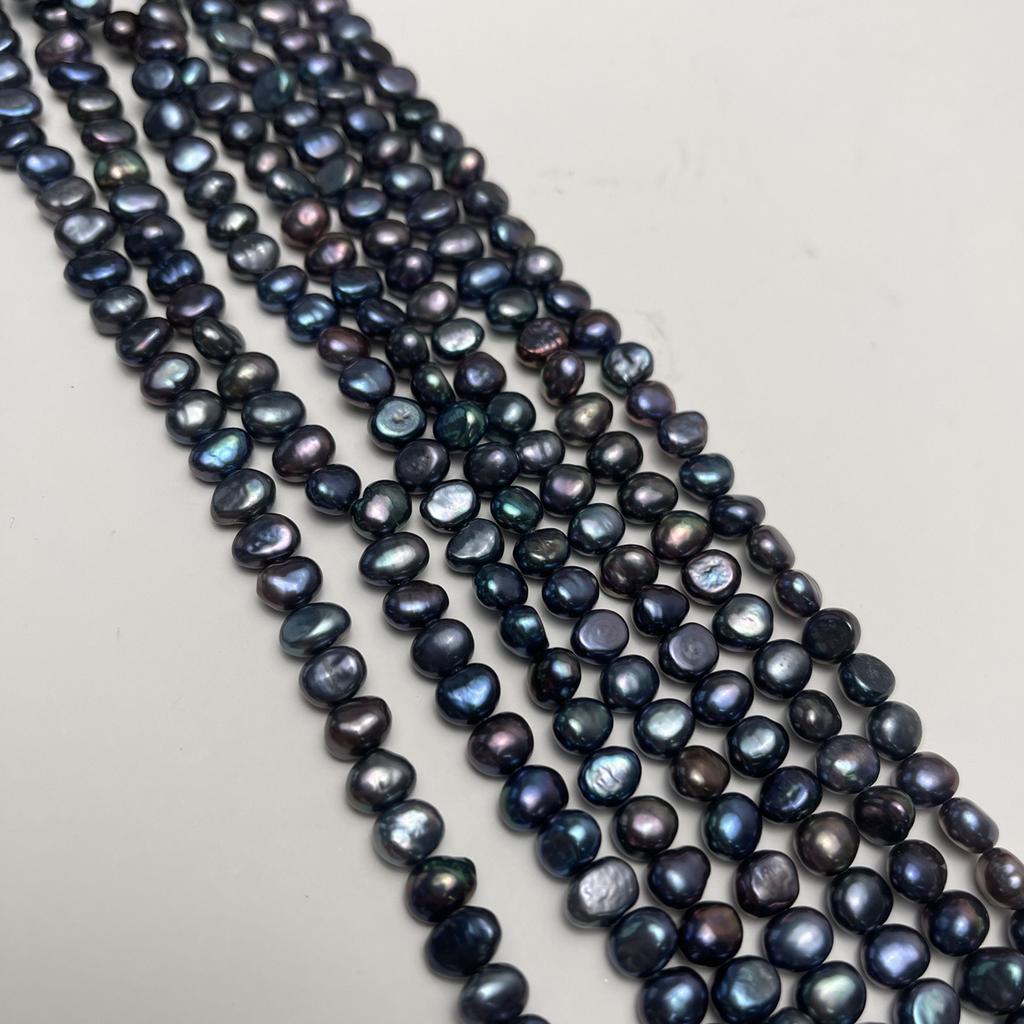 1String, Black Natural Freshwater Pearls, Handmade Nugget Pearl Beads for Jewelry Making DIY Crafts (Beads 6-7mm, 7-8mm, Length 36cm)