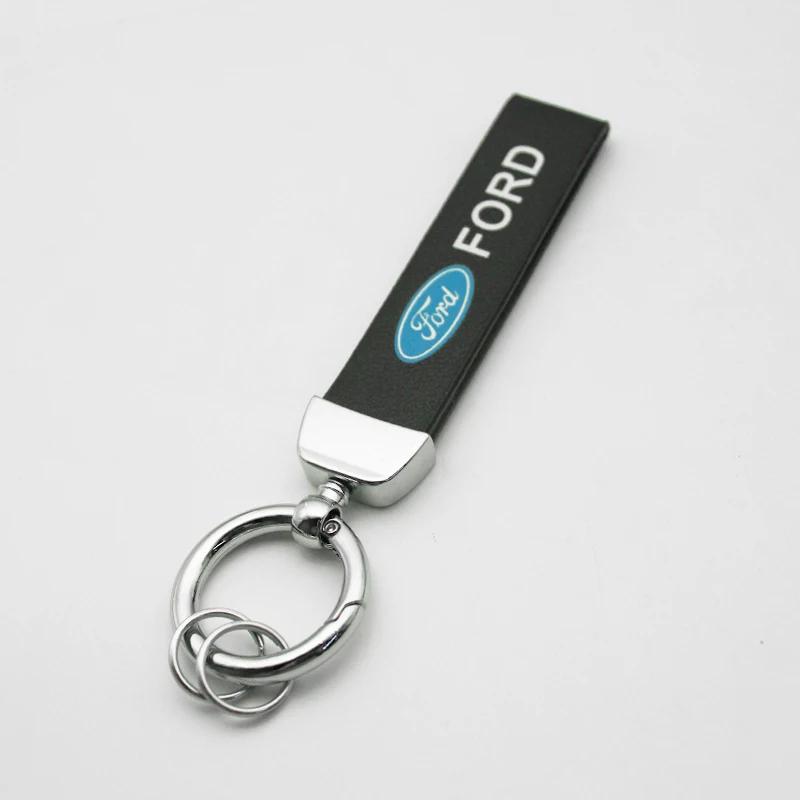 AAAML1 3D Metal/Leather Car Keychain Key Chain Ring Key Holder For Ford Focus 2 3 MK2 MK3 Fiesta Ranger Mondeo Ecosport Kuga Accessorie