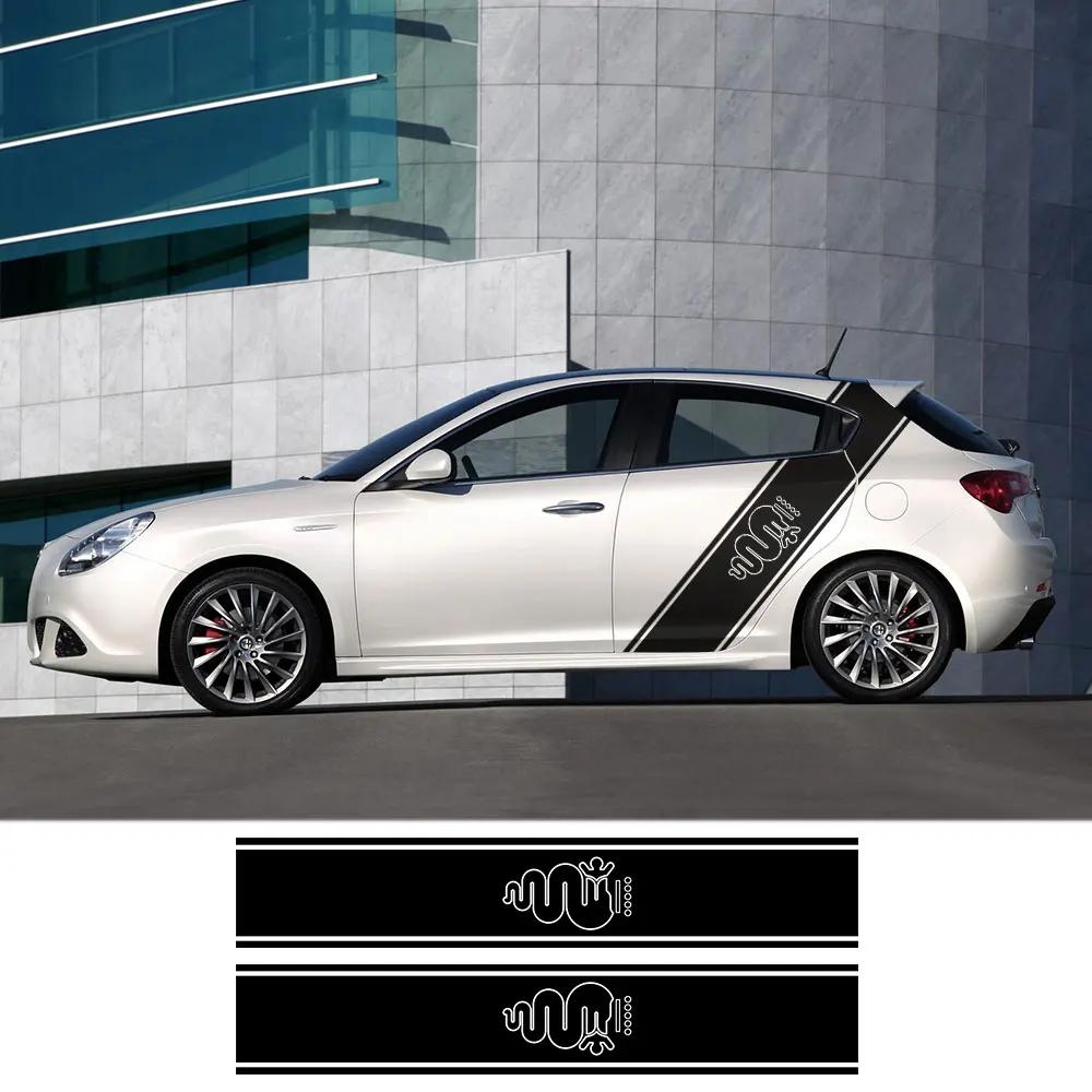 usgm4 2PCS Car Side Body Stickers Decal For Alfa Romeo Giulia Giulietta 159 156 MITO Stelvio 147 Sportiva Duetto GT Tuning Accessories
