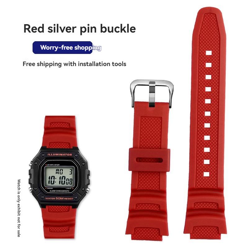 W218H Resin Silicone Band for Casio AE-1200 AE-1100 SGW-300 SGW-400 MRW200 Watch, Replacement Strap Sport Wristband 18mm width