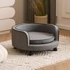 Removable Washable Cat Bed with Curved Design All-Season Pet Sofa for Small Dogs Plush Lounge Chair for Teddy Solid Wood Pet Bed