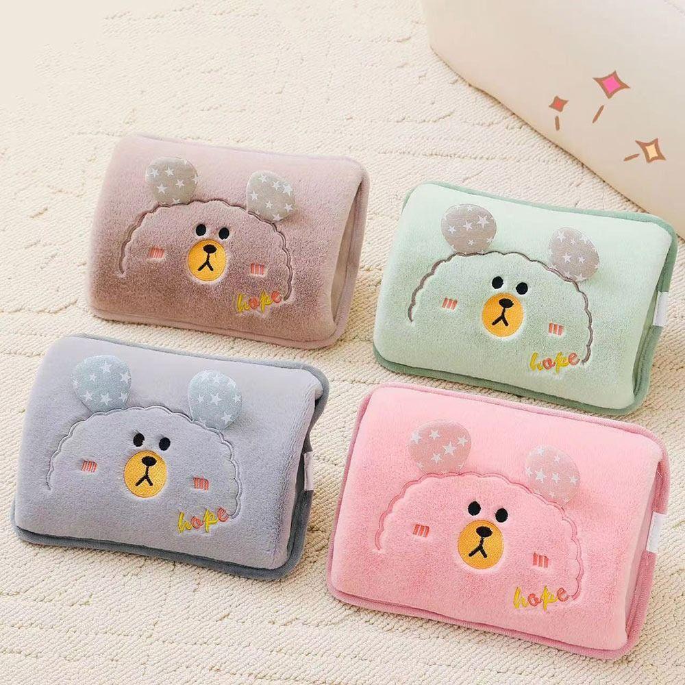 Flannelette Electric Hot Water Bottle Cartoon Pattern Hand Compress Heat Pack  for Home Office