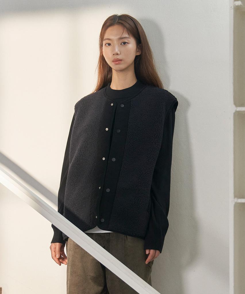 BASIC HOUSE Uni Daily Half-Neck Knit Black Lwkt7102