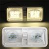 RV LED 12v Fixture Ceiling Camper Trailer Marine Double Dome Light 620LM 48 LEDs