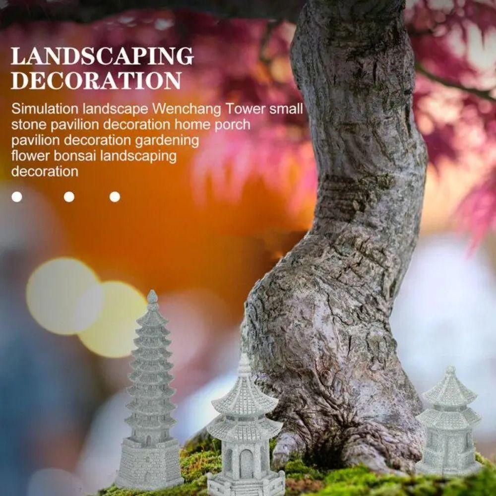 Artificial Mini Lanterns Statue Multifunctional Pagoda Garden Miniature Sculpture Home