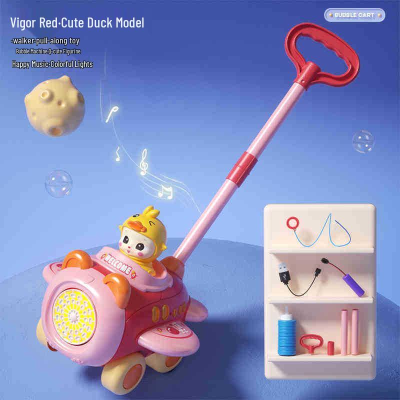 Electric Bubble Blowing Airplane Walker for Kids with Sound & Light Effects