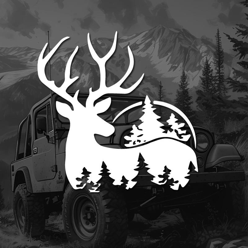 Deer & Woods Stickers Forest Animals Self-adhesive Vinyl Car Decals, Perfect for Automobiles, Motorcyces, Trucks & Laptops!